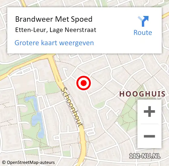 Locatie op kaart van de 112 melding: Brandweer Met Spoed Naar Etten-Leur, Lage Neerstraat op 14 oktober 2021 23:00