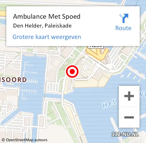 Locatie op kaart van de 112 melding: Ambulance Met Spoed Naar Den Helder, Paleiskade op 14 oktober 2021 23:21