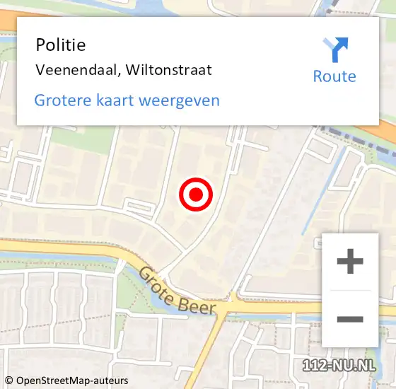 Locatie op kaart van de 112 melding: Politie Veenendaal, Wiltonstraat op 14 oktober 2021 23:23