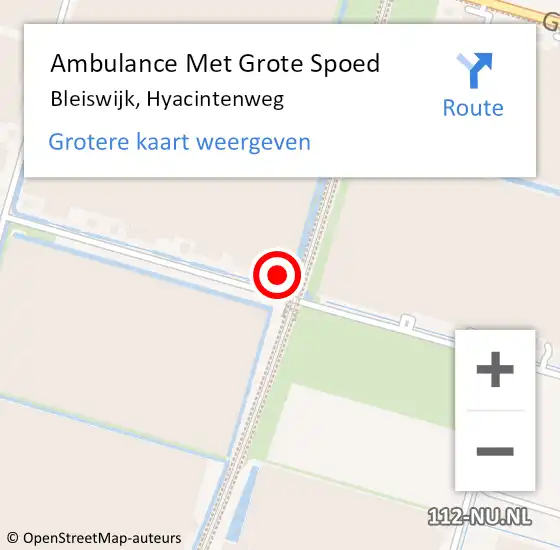 Locatie op kaart van de 112 melding: Ambulance Met Grote Spoed Naar Bleiswijk, Hyacintenweg op 14 oktober 2021 23:50