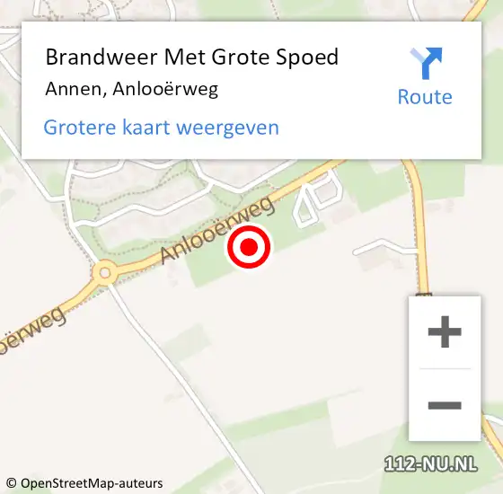 Locatie op kaart van de 112 melding: Brandweer Met Grote Spoed Naar Annen, Anlooërweg op 15 oktober 2021 00:22