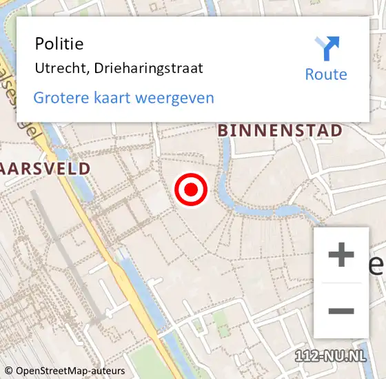 Locatie op kaart van de 112 melding: Politie Utrecht, Drieharingstraat op 15 oktober 2021 00:45