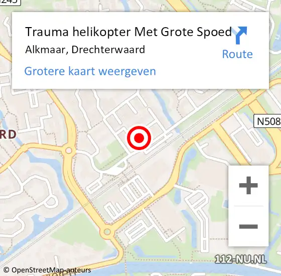 Locatie op kaart van de 112 melding: Trauma helikopter Met Grote Spoed Naar Alkmaar, Drechterwaard op 15 oktober 2021 00:53