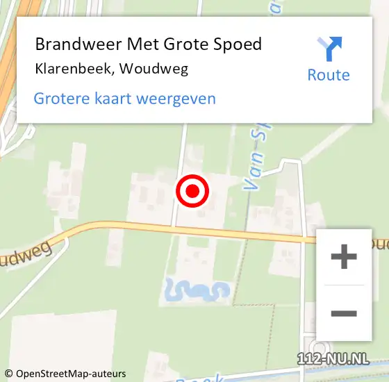 Locatie op kaart van de 112 melding: Brandweer Met Grote Spoed Naar Klarenbeek, Woudweg op 26 juni 2014 07:17