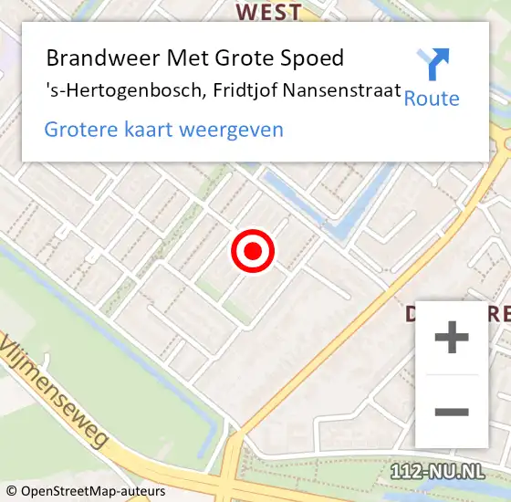 Locatie op kaart van de 112 melding: Brandweer Met Grote Spoed Naar 's-Hertogenbosch, Fridtjof Nansenstraat op 15 oktober 2021 01:19