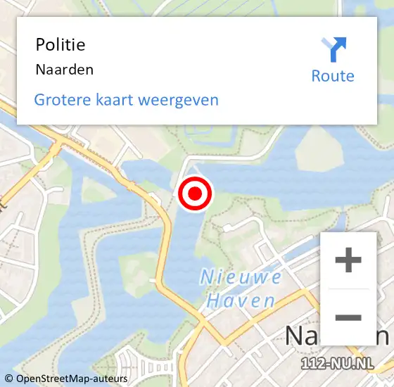 Locatie op kaart van de 112 melding: Politie Naarden op 15 oktober 2021 01:33