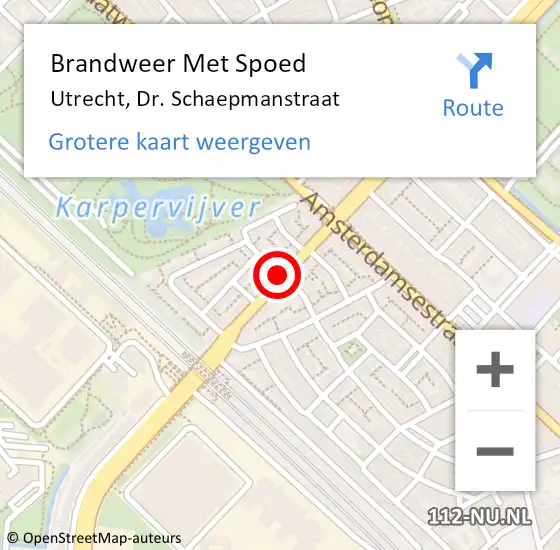 Locatie op kaart van de 112 melding: Brandweer Met Spoed Naar Utrecht, Dr. Schaepmanstraat op 15 oktober 2021 02:01