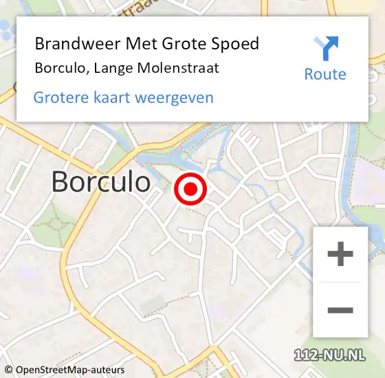 Locatie op kaart van de 112 melding: Brandweer Met Grote Spoed Naar Borculo, Lange Molenstraat op 6 oktober 2013 10:57