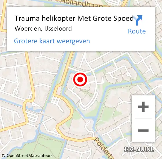 Locatie op kaart van de 112 melding: Trauma helikopter Met Grote Spoed Naar Woerden, IJsseloord op 15 oktober 2021 02:03