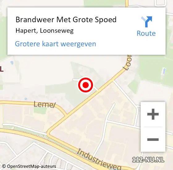 Locatie op kaart van de 112 melding: Brandweer Met Grote Spoed Naar Hapert, Loonseweg op 15 oktober 2021 03:22