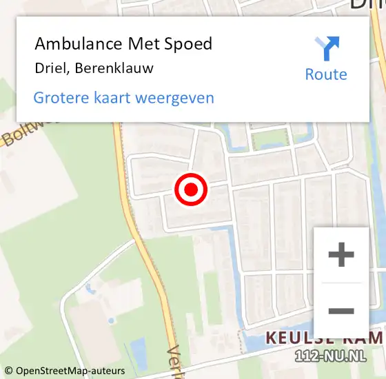 Locatie op kaart van de 112 melding: Ambulance Met Spoed Naar Driel, Berenklauw op 15 oktober 2021 03:28