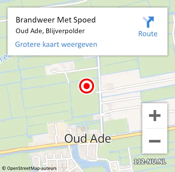 Locatie op kaart van de 112 melding: Brandweer Met Spoed Naar Oud Ade, Blijverpolder op 15 oktober 2021 04:01