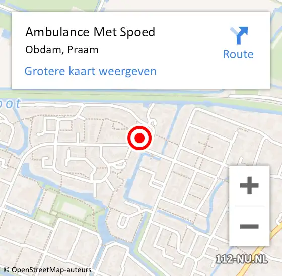 Locatie op kaart van de 112 melding: Ambulance Met Spoed Naar Obdam, Praam op 15 oktober 2021 04:51
