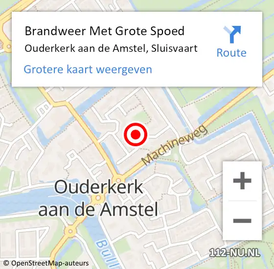 Locatie op kaart van de 112 melding: Brandweer Met Grote Spoed Naar Ouderkerk aan de Amstel, Sluisvaart op 15 oktober 2021 05:47