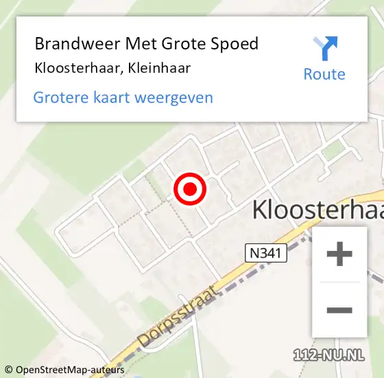 Locatie op kaart van de 112 melding: Brandweer Met Grote Spoed Naar Kloosterhaar, Kleinhaar op 15 oktober 2021 07:06