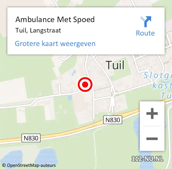 Locatie op kaart van de 112 melding: Ambulance Met Spoed Naar Tuil, Langstraat op 15 oktober 2021 07:15