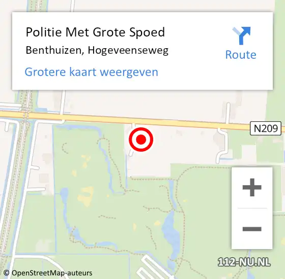 Locatie op kaart van de 112 melding: Politie Met Grote Spoed Naar Benthuizen, Hogeveenseweg op 15 oktober 2021 07:26