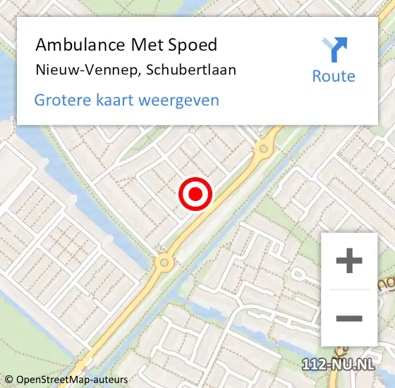 Locatie op kaart van de 112 melding: Ambulance Met Spoed Naar Nieuw-Vennep, Schubertlaan op 15 oktober 2021 07:30