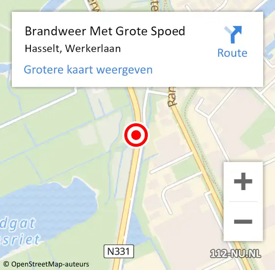 Locatie op kaart van de 112 melding: Brandweer Met Grote Spoed Naar Hasselt, Werkerlaan op 15 oktober 2021 07:42