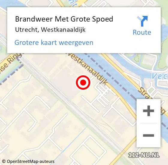 Locatie op kaart van de 112 melding: Brandweer Met Grote Spoed Naar Utrecht, Westkanaaldijk op 15 oktober 2021 07:51
