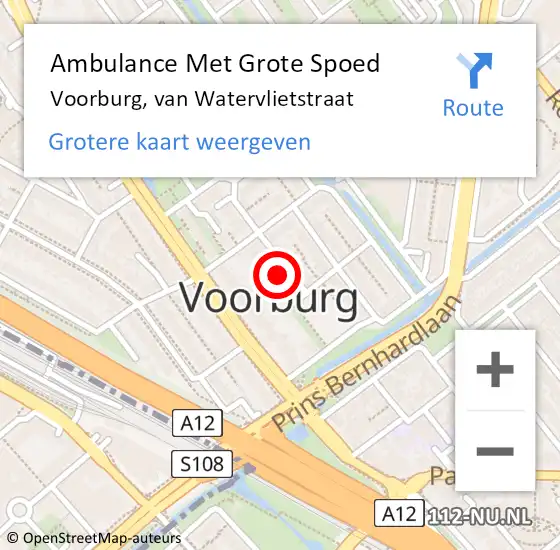 Locatie op kaart van de 112 melding: Ambulance Met Grote Spoed Naar Voorburg, van Watervlietstraat op 15 oktober 2021 08:13