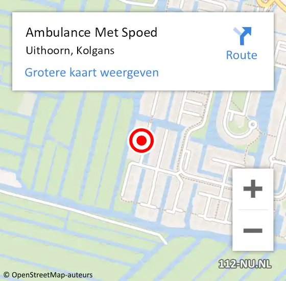 Locatie op kaart van de 112 melding: Ambulance Met Spoed Naar Uithoorn, Kolgans op 15 oktober 2021 08:31