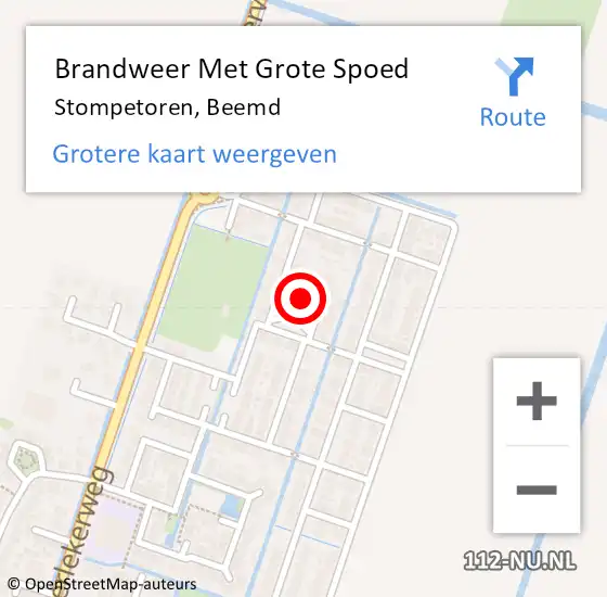 Locatie op kaart van de 112 melding: Brandweer Met Grote Spoed Naar Stompetoren, Beemd op 15 oktober 2021 08:42