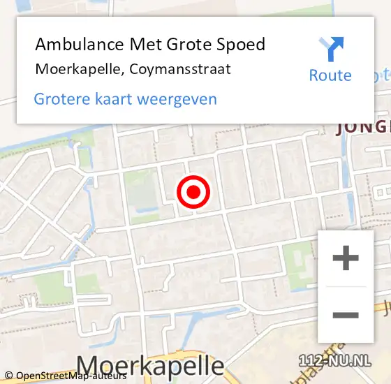 Locatie op kaart van de 112 melding: Ambulance Met Grote Spoed Naar Moerkapelle, Coymansstraat op 15 oktober 2021 08:56