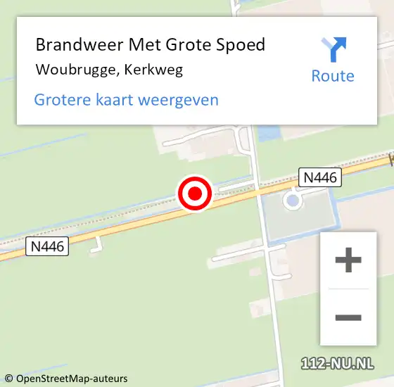 Locatie op kaart van de 112 melding: Brandweer Met Grote Spoed Naar Woubrugge, Kerkweg op 26 juni 2014 08:00