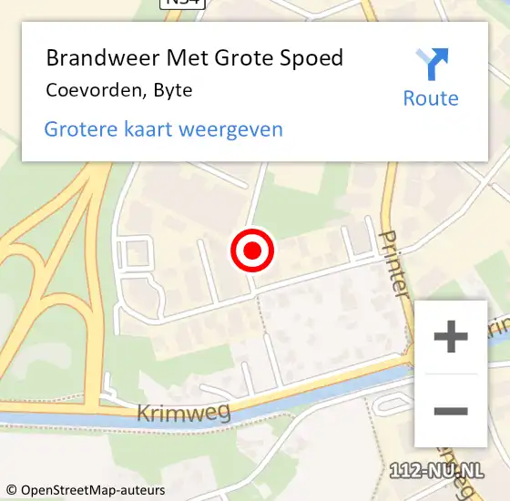 Locatie op kaart van de 112 melding: Brandweer Met Grote Spoed Naar Coevorden, Byte op 26 juni 2014 08:02