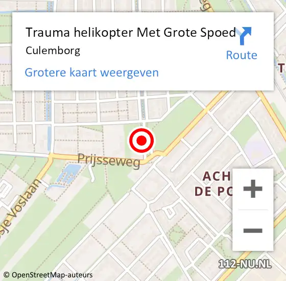 Locatie op kaart van de 112 melding: Trauma helikopter Met Grote Spoed Naar Culemborg op 15 oktober 2021 09:40