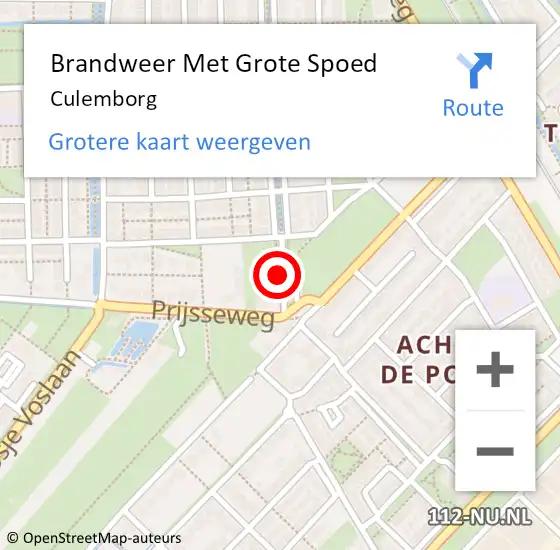 Locatie op kaart van de 112 melding: Brandweer Met Grote Spoed Naar Culemborg op 15 oktober 2021 09:41