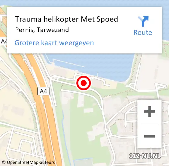 Locatie op kaart van de 112 melding: Trauma helikopter Met Spoed Naar Pernis, Tarwezand op 15 oktober 2021 11:06