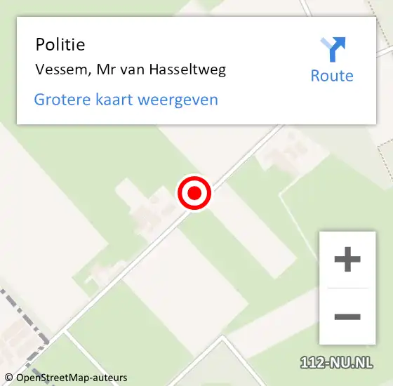 Locatie op kaart van de 112 melding: Politie Vessem, Mr van Hasseltweg op 15 oktober 2021 11:54