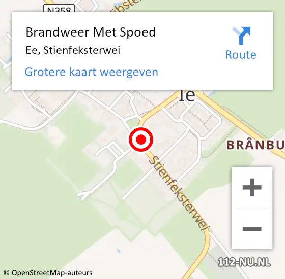 Locatie op kaart van de 112 melding: Brandweer Met Spoed Naar Ee, Stienfeksterwei op 15 oktober 2021 11:58