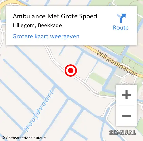 Locatie op kaart van de 112 melding: Ambulance Met Grote Spoed Naar Hillegom, Beekkade op 15 oktober 2021 11:59