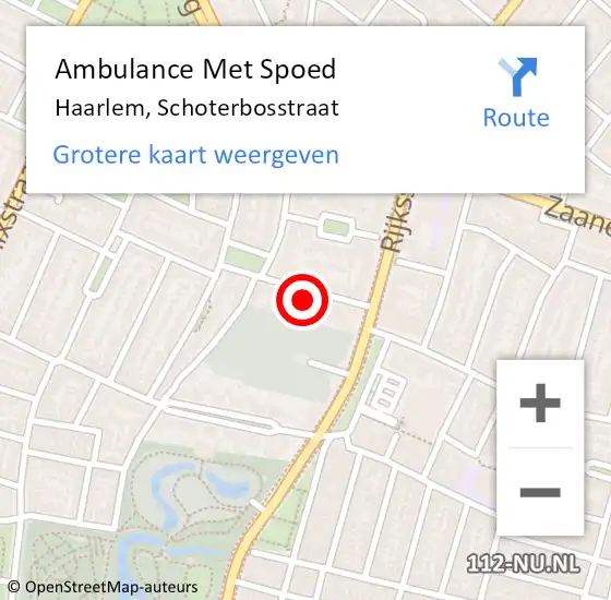 Locatie op kaart van de 112 melding: Ambulance Met Spoed Naar Haarlem, Schoterbosstraat op 15 oktober 2021 12:08