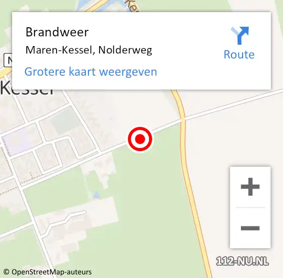 Locatie op kaart van de 112 melding: Brandweer Maren-Kessel, Nolderweg op 26 juni 2014 08:24