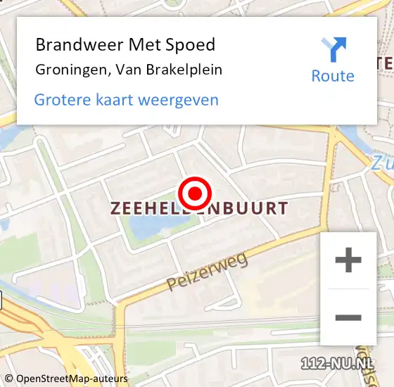 Locatie op kaart van de 112 melding: Brandweer Met Spoed Naar Groningen, Van Brakelplein op 15 oktober 2021 12:43