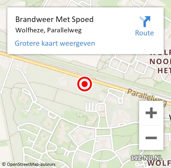 Locatie op kaart van de 112 melding: Brandweer Met Spoed Naar Wolfheze, Parallelweg op 15 oktober 2021 12:44