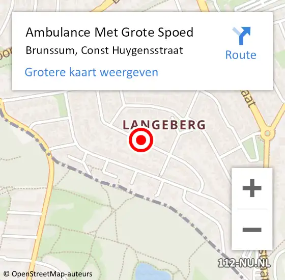 Locatie op kaart van de 112 melding: Ambulance Met Grote Spoed Naar Brunssum, Const Huygensstraat op 26 juni 2014 08:29