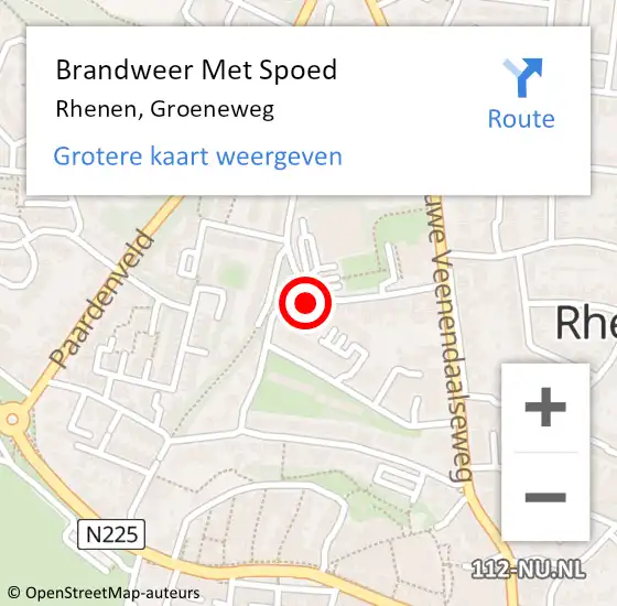 Locatie op kaart van de 112 melding: Brandweer Met Spoed Naar Rhenen, Groeneweg op 15 oktober 2021 13:12