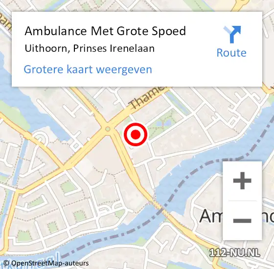 Locatie op kaart van de 112 melding: Ambulance Met Grote Spoed Naar Uithoorn, Prinses Irenelaan op 15 oktober 2021 13:15