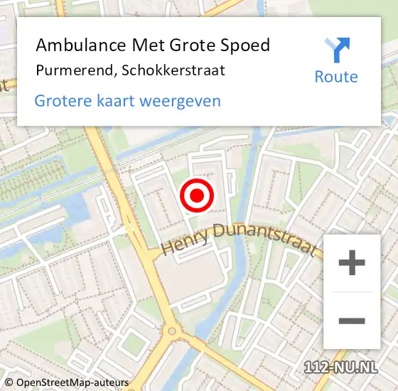 Locatie op kaart van de 112 melding: Ambulance Met Grote Spoed Naar Purmerend, Schokkerstraat op 15 oktober 2021 13:20