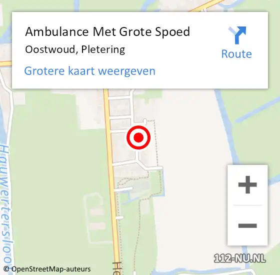 Locatie op kaart van de 112 melding: Ambulance Met Grote Spoed Naar Oostwoud, Pletering op 15 oktober 2021 13:37