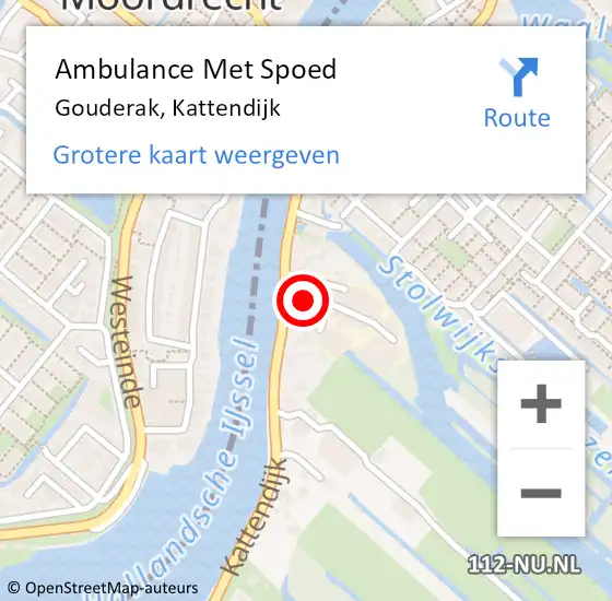 Locatie op kaart van de 112 melding: Ambulance Met Spoed Naar Gouderak, Kattendijk op 15 oktober 2021 14:18