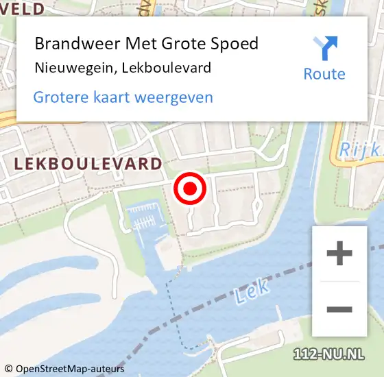 Locatie op kaart van de 112 melding: Brandweer Met Grote Spoed Naar Nieuwegein, Lekboulevard op 15 oktober 2021 14:24