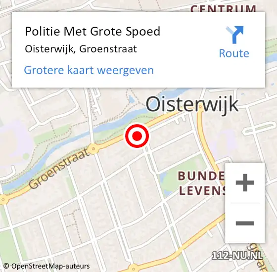 Locatie op kaart van de 112 melding: Politie Met Grote Spoed Naar Oisterwijk, Groenstraat op 15 oktober 2021 14:28