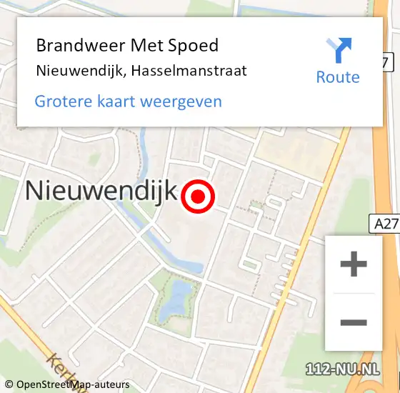 Locatie op kaart van de 112 melding: Brandweer Met Spoed Naar Nieuwendijk, Hasselmanstraat op 15 oktober 2021 14:34