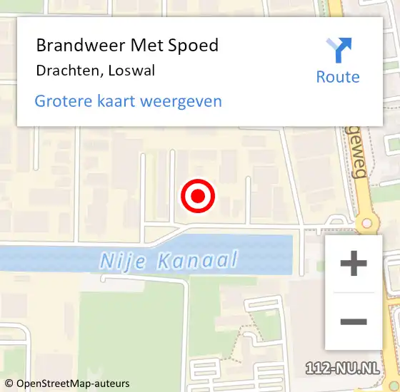 Locatie op kaart van de 112 melding: Brandweer Met Spoed Naar Drachten, Loswal op 15 oktober 2021 15:08